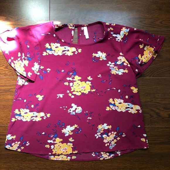 Xhilaration Floral Cropped Blouse - Picture 3 of 3